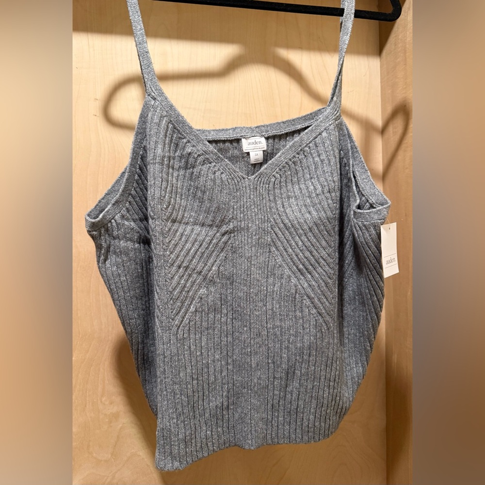 Auden Gray Ribbed Cropped Knit Top Size 3X